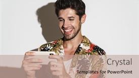  Presentation with cheerful - Colorful presentation design enhanced with portrait-of-cheerful-young-man backdrop and a coral colored foreground