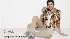  Presentation with cheerful - Colorful presentation theme enhanced with portrait-of-cheerful-young-man backdrop and a light gray colored foreground