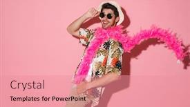  Presentation with cheerful - Colorful slide set enhanced with portrait-of-cheerful-young-man backdrop and a coral colored foreground