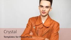  Presentation with cheerful - Presentation enhanced with portrait-of-cheerful-young-man background and a red colored foreground