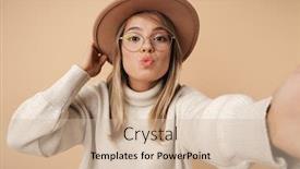  Presentation with kiss - PPT layouts having portrait-of-cheerful-young-woman background and a soft green colored foreground