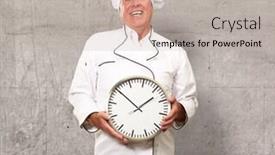  Presentation with chef - Theme featuring portrait of chef showing watch outdoor background and a mint green colored foreground