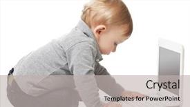  Presentation with child and adolescent - Beautiful presentation theme featuring portrait of child wit notebook backdrop and a  colored foreground