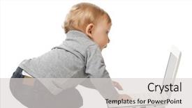  Presentation with notebook - Audience pleasing presentation theme consisting of portrait of child wit notebook backdrop and a  colored foreground