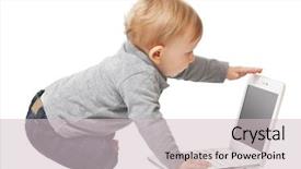  Presentation with notebook - Audience pleasing PPT theme consisting of portrait of child wit notebook backdrop and a  colored foreground