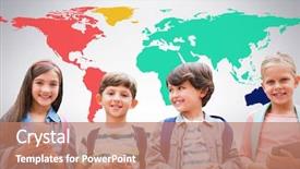  Presentation with mobile phones and hospital - Beautiful slides featuring portrait of children holding mobile backdrop and a coral colored foreground