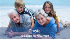  Presentation with sea shore - Colorful theme enhanced with portrait of children lying on grandparents at sea shore backdrop and a ocean colored foreground
