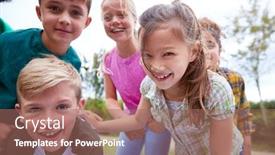  Presentation with outdoor clothes for outdoor activity - Colorful slide set enhanced with portrait-of-children-on-outdoor backdrop and a coral colored foreground