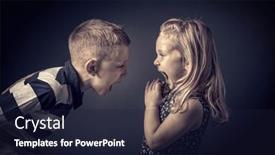  Presentation with children - Presentation design having portrait-of-children-shouting background and a  colored foreground