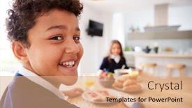  Presentation with breakfast children - Amazing theme having portrait-of-children-wearing-uniform backdrop and a coral colored foreground