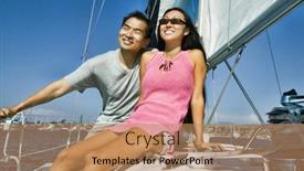  Presentation with yacht - Cool new presentation theme with portrait-of-chinese-couple backdrop and a coral colored foreground