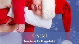  Presentation with mothers - PPT theme enhanced with portrait of christmas baby is sleeping on mothers hands background and a ocean colored foreground