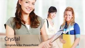  Presentation with patient and nurse holding hands - Presentation with portrait of clever students holding background and a coral colored foreground