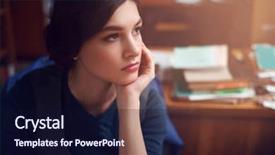  Presentation with ceative thinking - Presentation theme enhanced with portrait of clever young woman background and a navy blue colored foreground