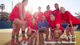  Presentation with football coach - Slide deck having portrait-of-coach-holding-digital background and a tawny brown colored foreground