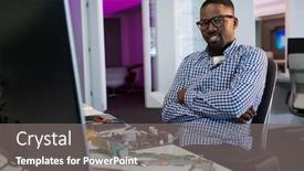  Presentation with computer motherboard - Presentation having portrait-of-computer-engineer-repairing background and a gray colored foreground