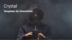  Presentation with computer hacker - Audience pleasing slides consisting of portrait-of-computer-hacker backdrop and a dark gray colored foreground