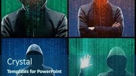  Presentation with computer hacker - Presentation theme consisting of portrait-of-computer-hacker background and a ocean colored foreground