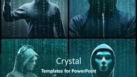  Presentation with computer hacker - Theme having portrait-of-computer-hacker background and a ocean colored foreground