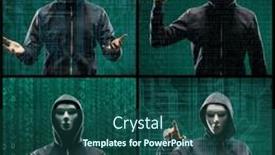  Presentation with computer hacker - Slide set with portrait-of-computer-hacker background and a ocean colored foreground