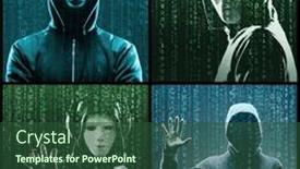  Presentation with computer hacker - Slide set consisting of portrait-of-computer-hacker background and a ocean colored foreground