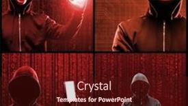  Presentation with computer hacker - Presentation design featuring portrait-of-computer-hacker background and a wine colored foreground