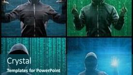  Presentation with computer hacker - Presentation theme enhanced with portrait-of-computer-hacker background and a ocean colored foreground