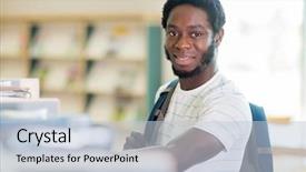  Presentation with african american and baby - PPT theme having portrait of confident african american background and a  colored foreground