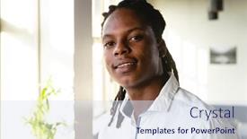  Presentation with african american business - Slides enhanced with portrait-of-confident-african-american background and a sky blue colored foreground