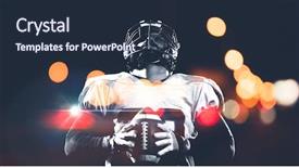  Presentation with confident - Beautiful slide set featuring portrait of confident american football backdrop and a tawny brown colored foreground