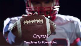  Presentation with american football and helmet on field - PPT layouts featuring portrait of confident american football background and a wine colored foreground