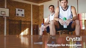 Presentation with basketball players - Slide deck featuring portrait of confident basketball players background and a  colored foreground