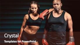  Presentation with boxers - Beautiful slide set featuring portrait of confident boxers against shutters backdrop and a tawny brown colored foreground
