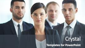  Presentation with female leader - Amazing slide set having portrait of confident business partners backdrop and a ocean colored foreground