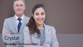  Presentation with confident - PPT theme with portrait of confident business people background and a  colored foreground