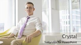  Presentation with lobby - Presentation theme enhanced with beautiful business woman in suit working at computer with documents in light office looking at the table background and a light gray colored foreground