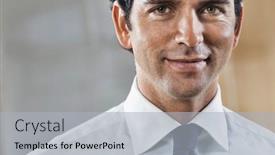  Presentation with confident - Slide deck enhanced with portrait-of-confident-businessman-smiling background and a light gray colored foreground