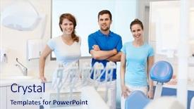  Presentation with dental office - Beautiful presentation theme featuring portrait of confident dental surgeon backdrop and a lemonade colored foreground