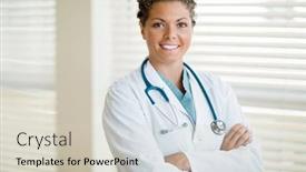  Presentation with cancer - Amazing slides having portrait of confident female cancer specialist in labcoat standing arms crossed at clinic backdrop and a soft green colored foreground