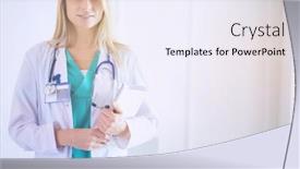  Presentation with confident - Presentation having portrait-of-confident-female-doctors background and a  colored foreground