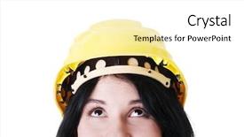  Presentation with portrait of excited overjoyed female - Slide deck featuring pharmaceutical dosage forms - tablets medicine for people s background and a white colored foreground