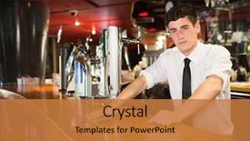 Presentation with bartender - Slide deck having portrait of confident male bartender background and a gold colored foreground