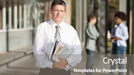  Presentation with college campus - Cool new slide set with portrait of confident male professor backdrop and a gray colored foreground