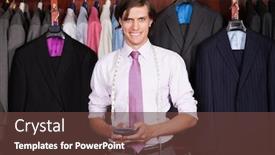  Presentation with calculator - PPT theme having portrait-of-confident-man background and a tawny brown colored foreground