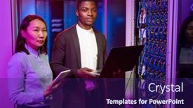  Presentation with ethnic - Amazing presentation theme having portrait-of-confident-multi-ethnic backdrop and a navy blue colored foreground