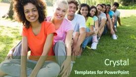  Presentation with children multiethnic - Amazing PPT theme having portrait of confident multiethnic friends backdrop and a tawny brown colored foreground