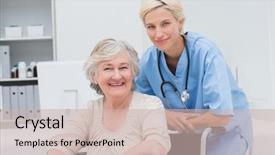  Presentation with patients - Amazing presentation theme having portrait of confident nurse leaning backdrop and a soft green colored foreground