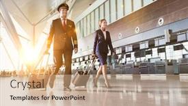  Presentation with pilot - Beautiful PPT theme featuring portrait-of-confident-pilot backdrop and a coral colored foreground