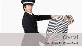  Presentation with police - PPT theme having portrait-of-confident-police-officer background and a light gray colored foreground