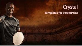  Presentation with golf player playing - Slide deck having portrait of confident rugby player background and a wine colored foreground